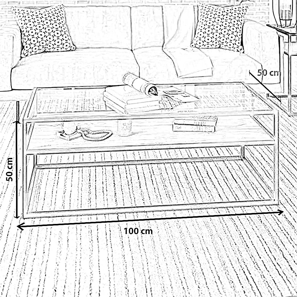 ترابيزة قهوة ستيل، 100*50*50 سم