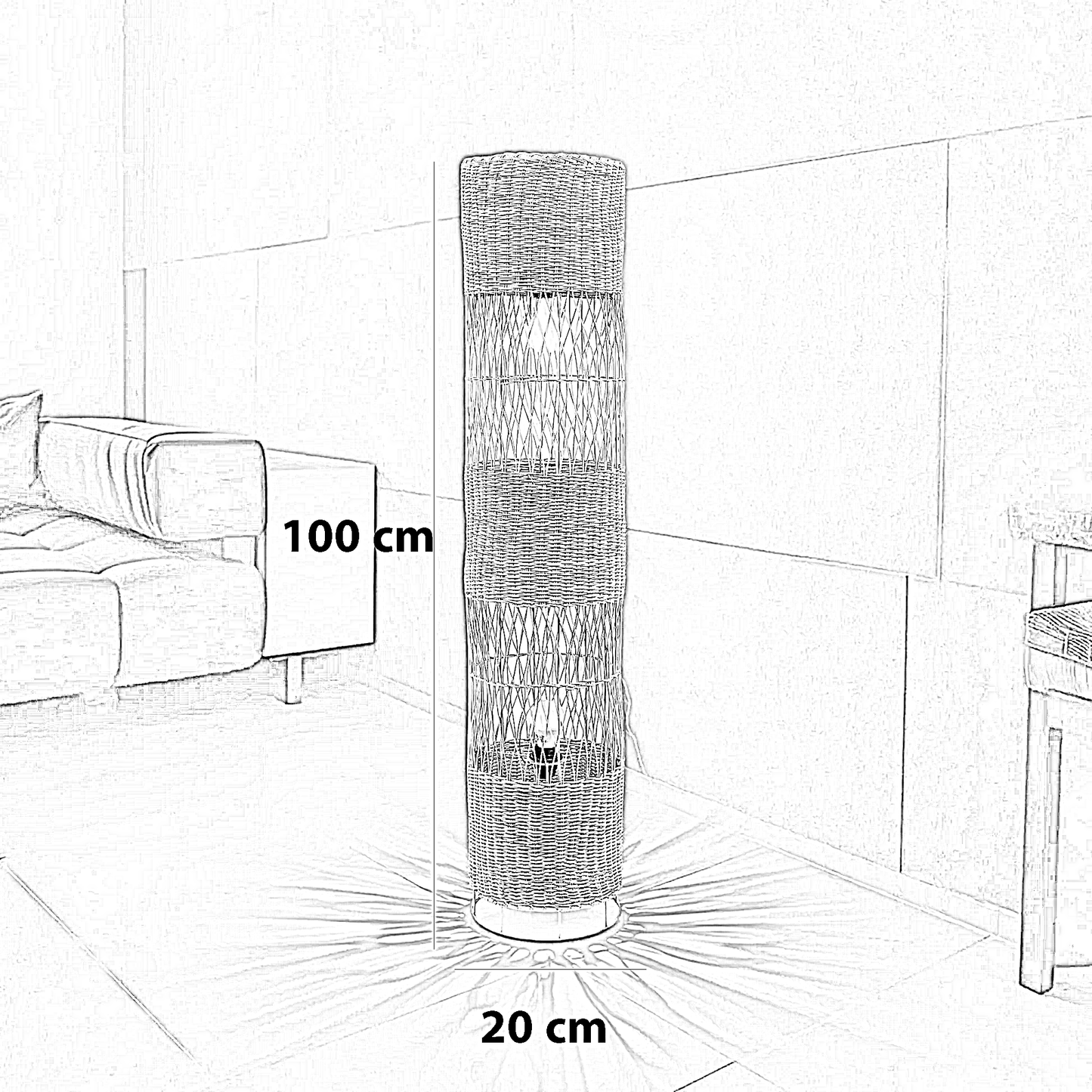 أباجورة أرضية خيزران، 20*100 سم