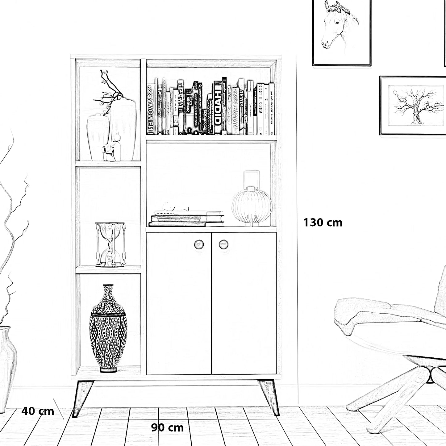 وحدة تخزين مكتبية، 90*40*130 سم