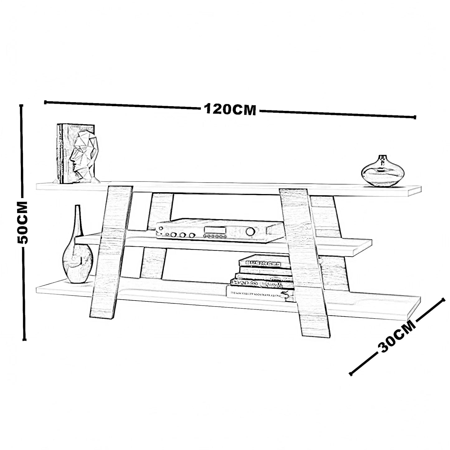 ترابيزة تليفزيون ام دي اف، 120*30*50 سم
