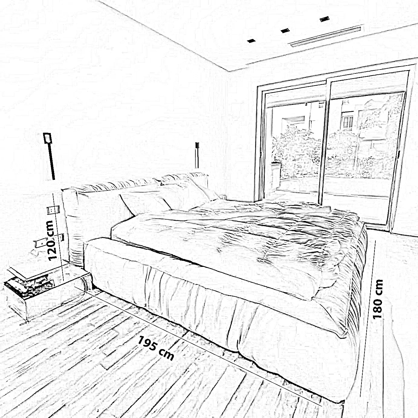 سرير سوبر كينج خشب كونتر و موسكي، 180*195*120 سم