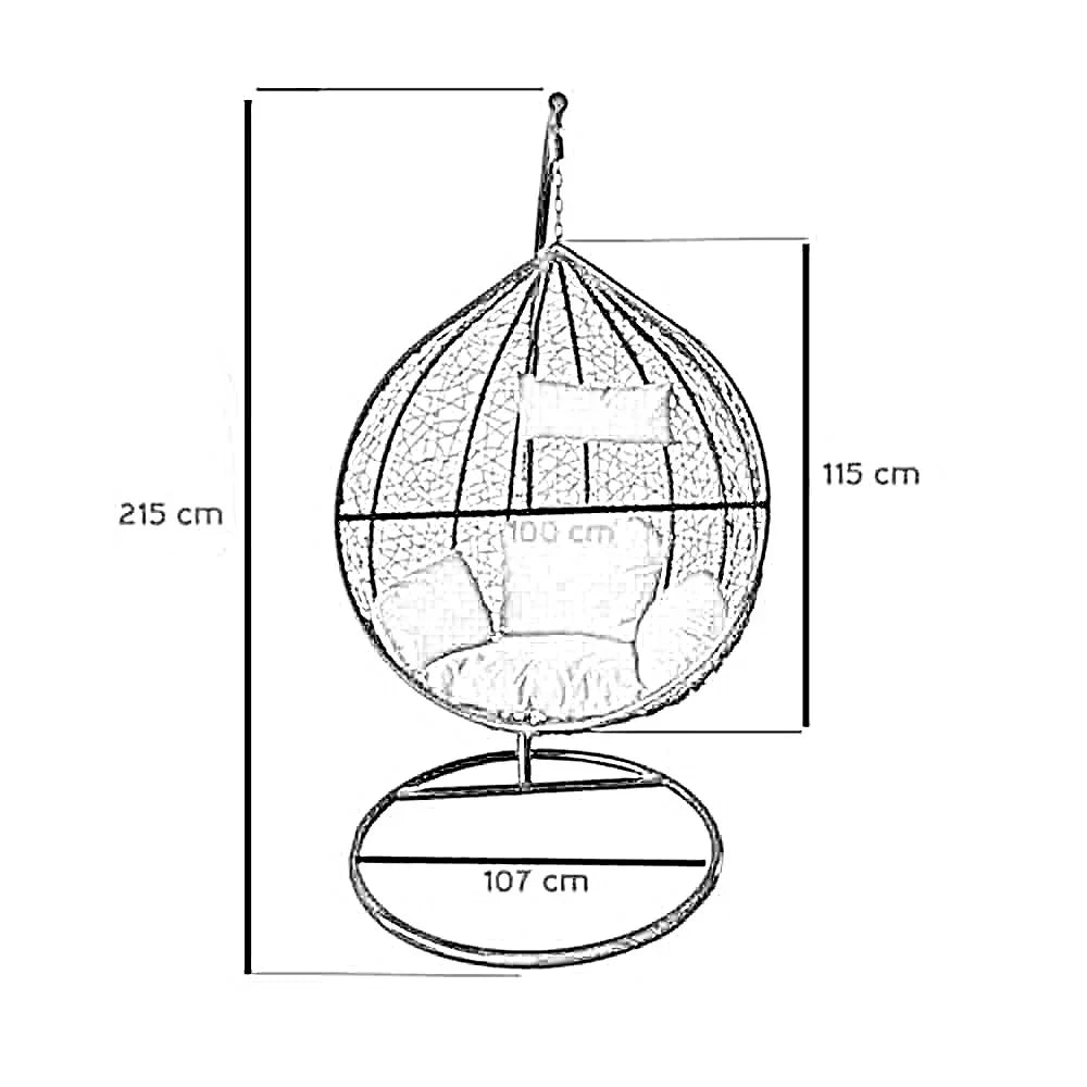 أرجوحة معدن و راتان، 100*80*115 سم