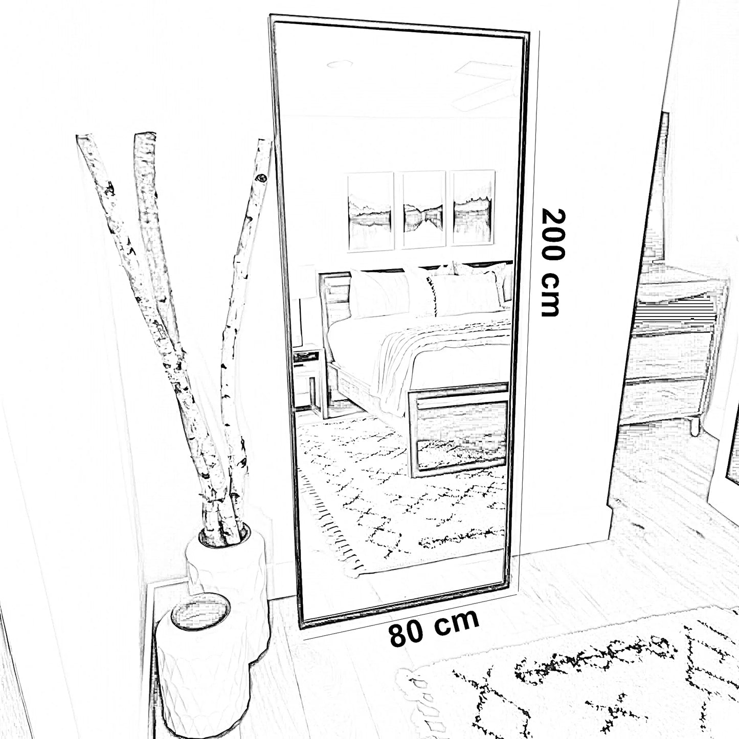 مرايا بإطار ستيل، 80*200 سم