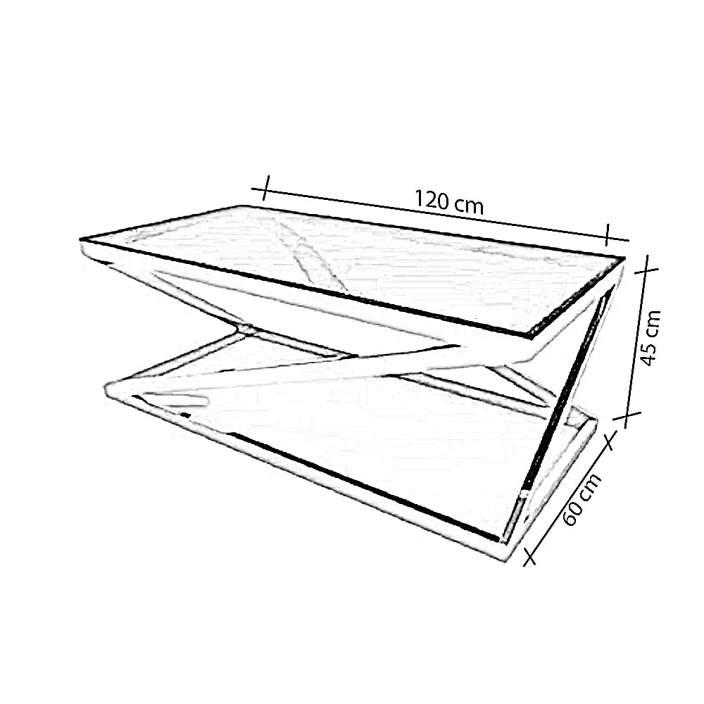 ترابيزة قهوة بسطح زجاج، 120*60*45 سم