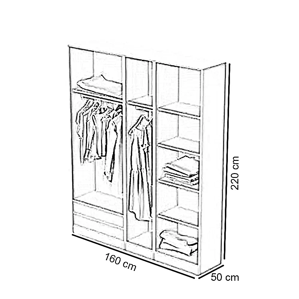 دريسينج خشب ام دي اف، 160*50*220 سم