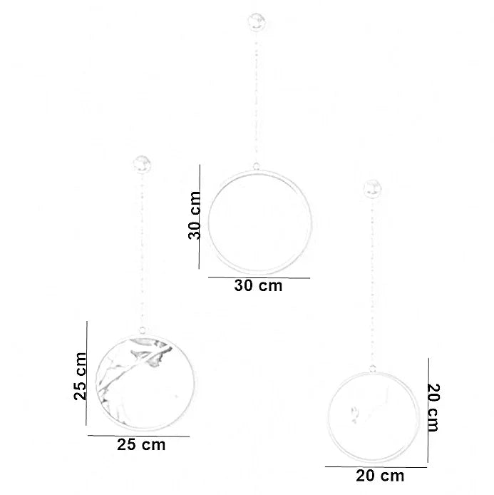 طقم مرايات حائط بإطار خشب ام دي اف، 3 قطع