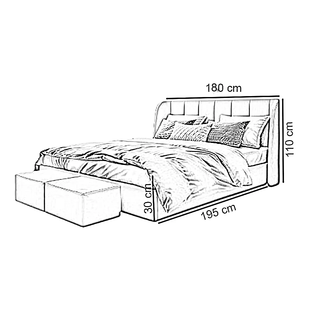 سرير سوبر كينج خشب كونتر، 180*195*110 سم