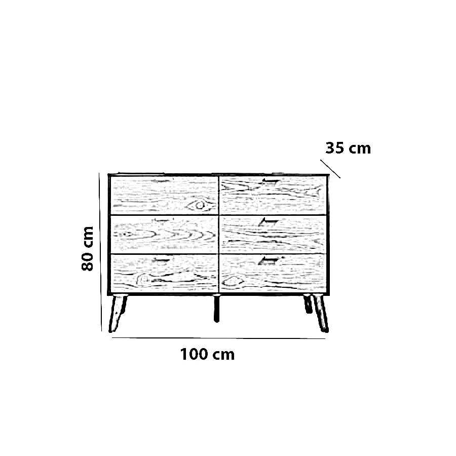 وحدة أدراج خشب كونتر و موسكي، 100*35*80 سم