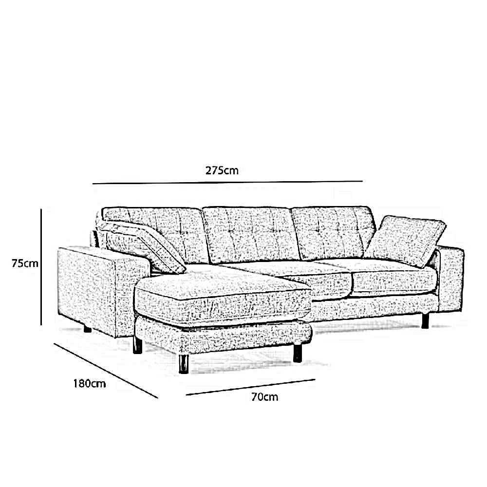 ركنة خشب زان، 275*180*75 سم