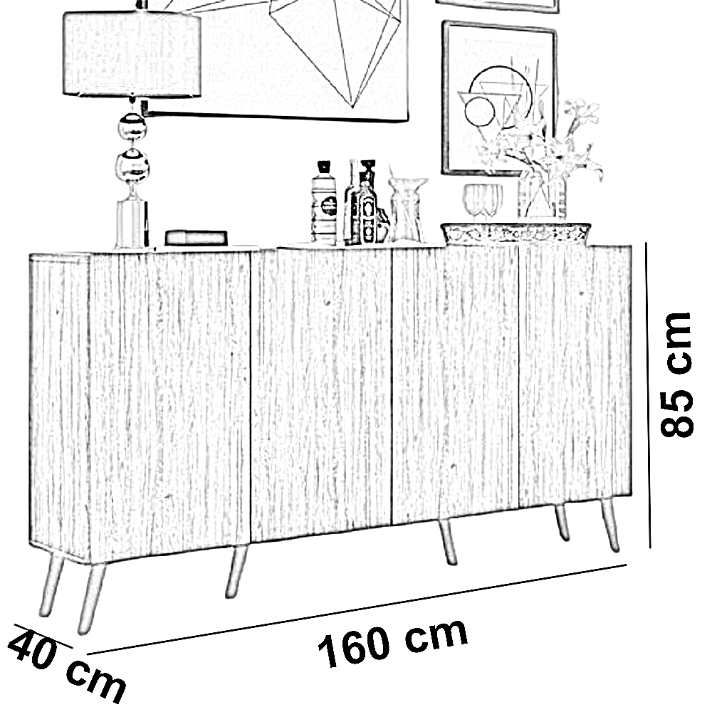 بوفيه خشب ام دي اف، 160*40*85 سم