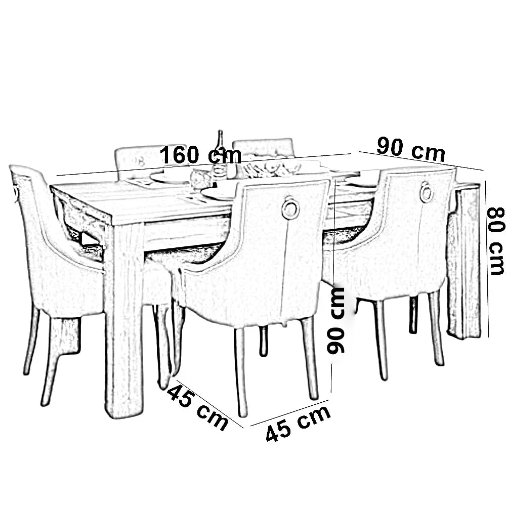 طقم سفرة خشب زان و كونتر، 7 قطع