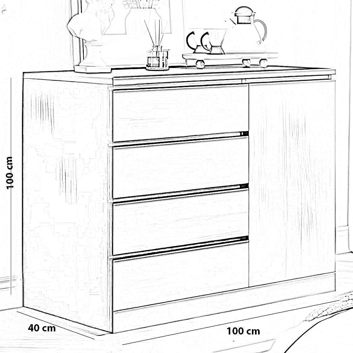 وحدة تخزين ام دي اف تايلاندي، 100*40*100 سم