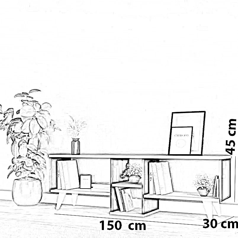 ترابيزة تليفزيون ام دي اف، 150*30*45 سم