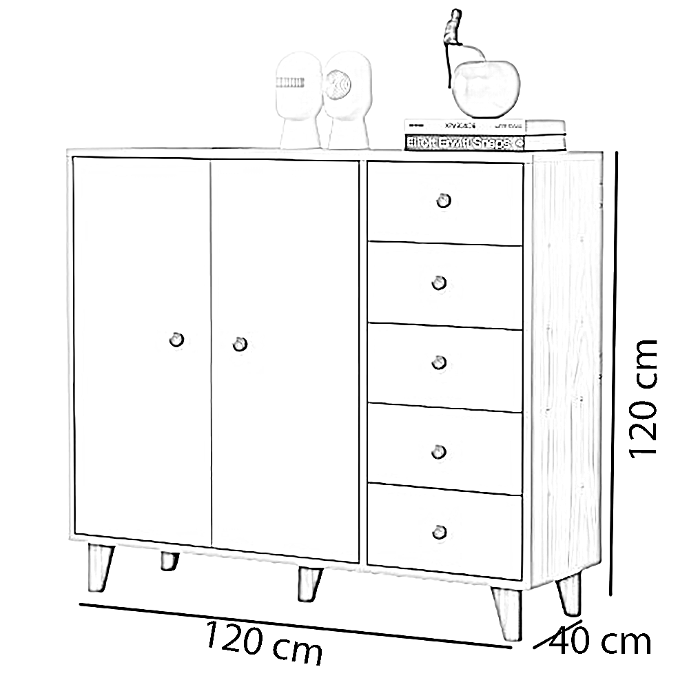 وحدة تخزين خشب ام دي اف، 120*40*120 سم