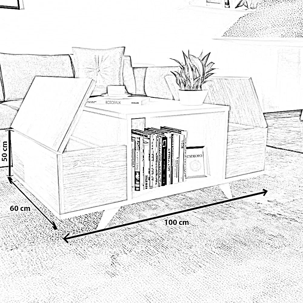 ترابيزة قهوة ام دي اف، 100*60*50 سم