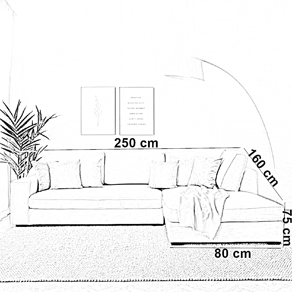 ركنة خشب زان، 250*160*75 سم