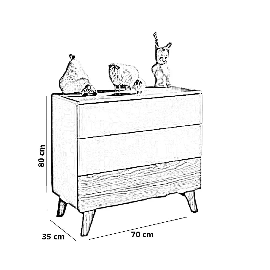 وحدة أدراج خشب كونتر و موسكي، 70*35*80 سم