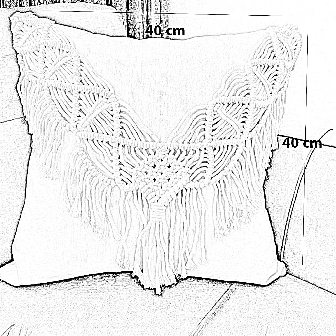 كوشن مكرمية قطن، 40*40 سم