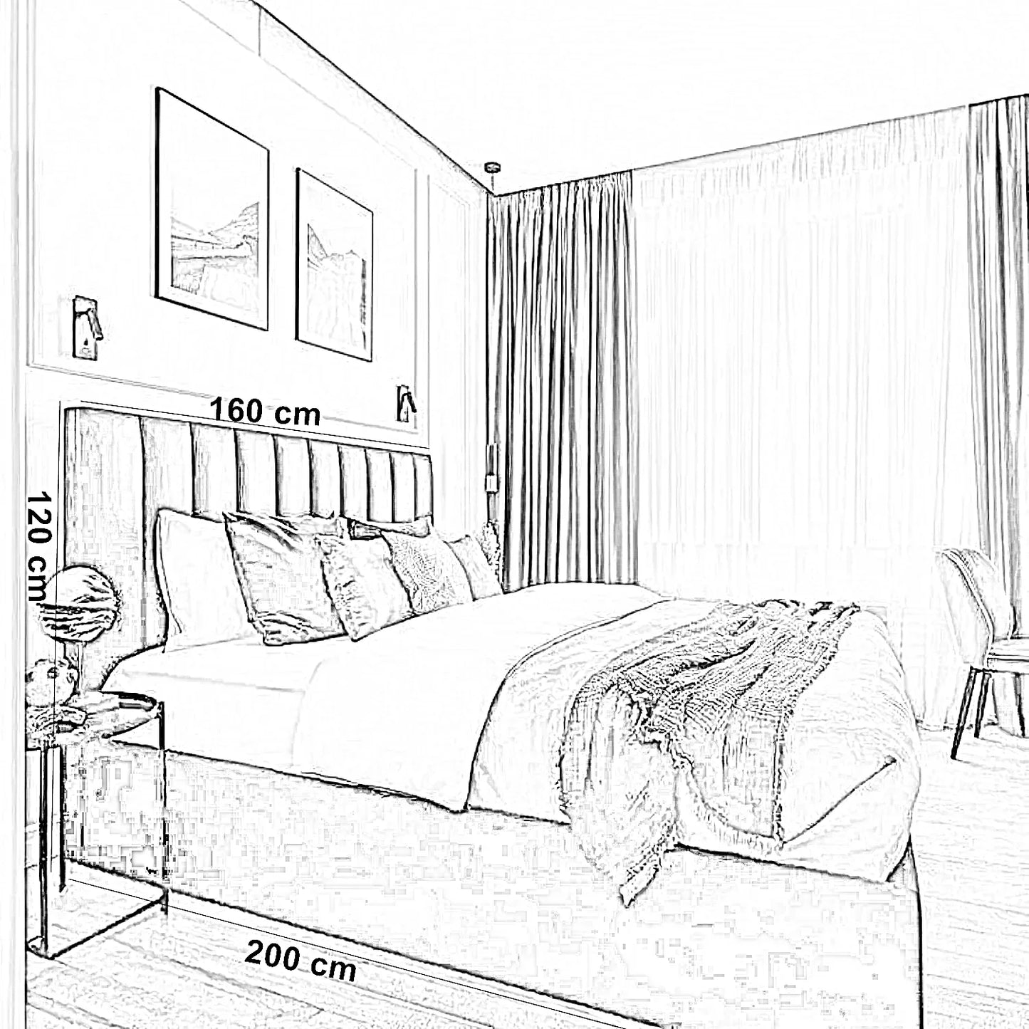 سرير كينج خشب ام دي اف وزان، 160*200*120 سم