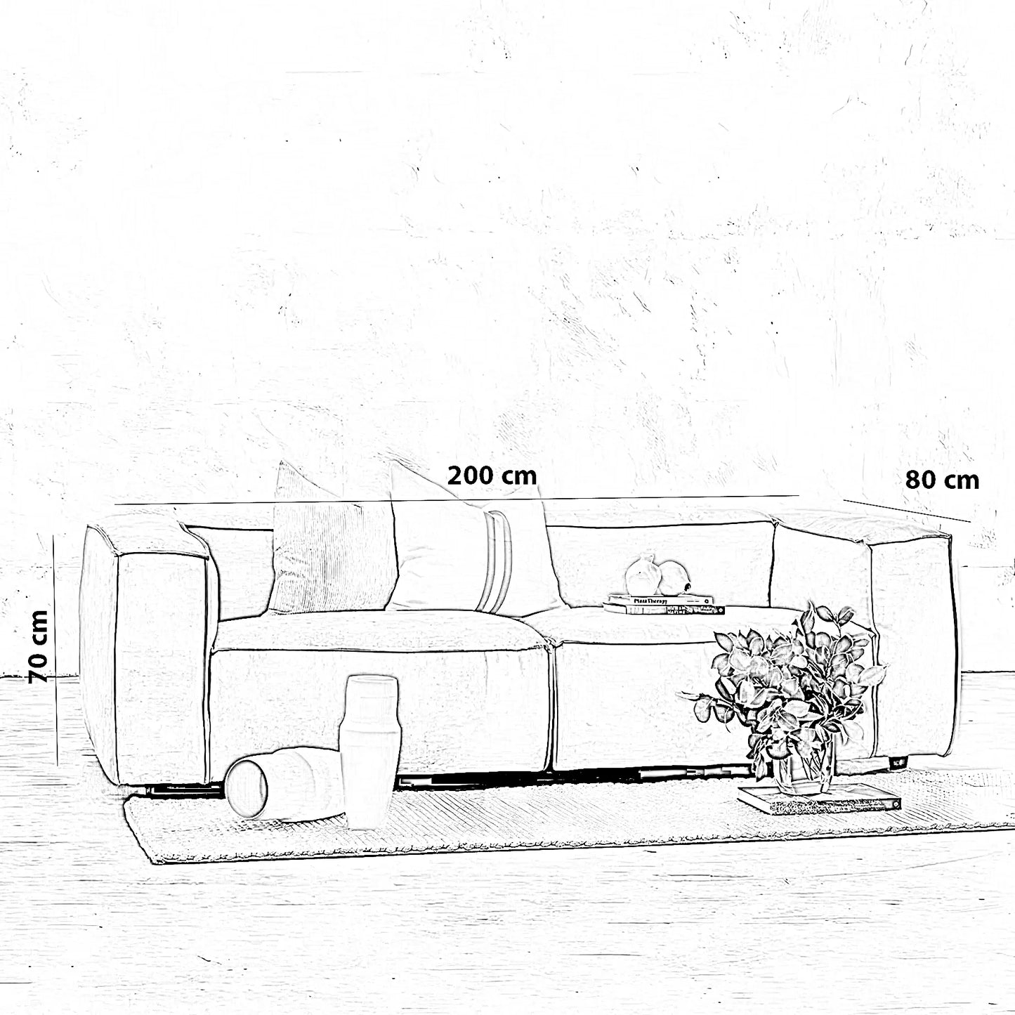 كنبة خشب زان، 200*80*70 سم