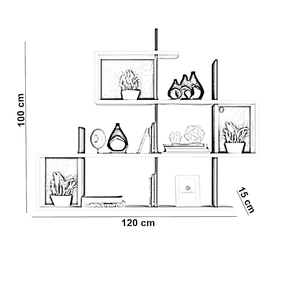 وحدة أرفف ام دي اف، 120*15*100 سم