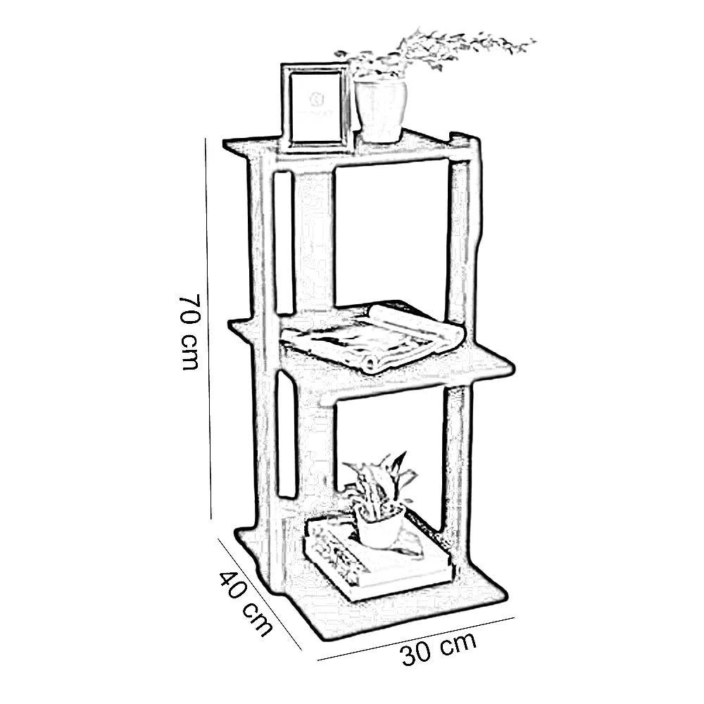 ترابيزة جانبية ام دي اف، 30*40*70 سم - أسود × أبيض