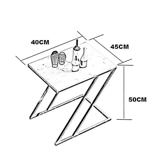 طقم ترابيزات جانبية ستيل بسطح رخام، قطعتين