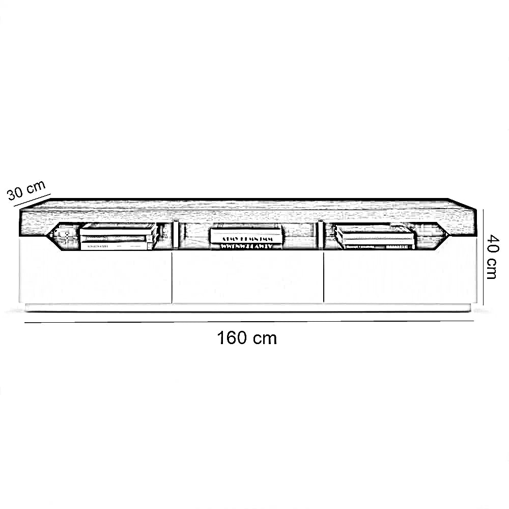 ترابيزة تليفزيون خشب ام دي اف، 160*30*40 سم