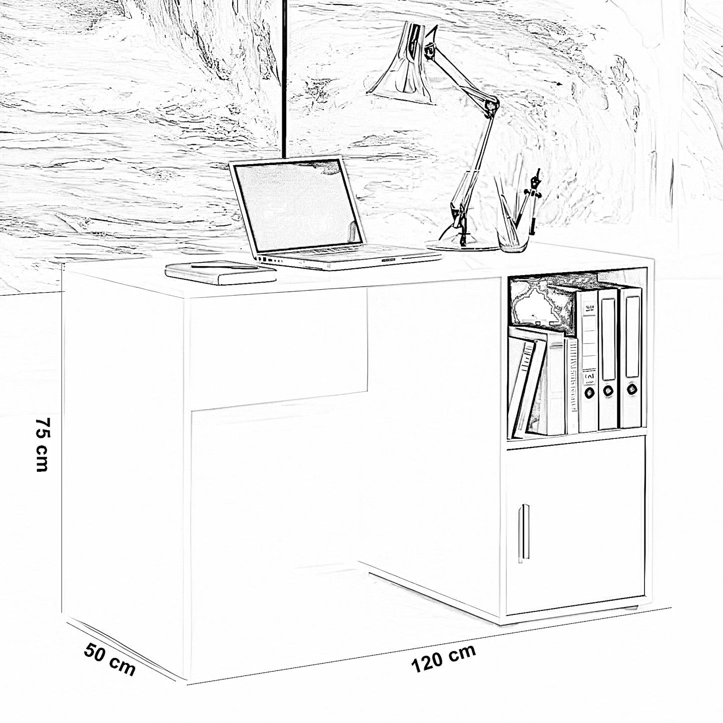 مكتب ام دي اف، 120*50*75 سم
