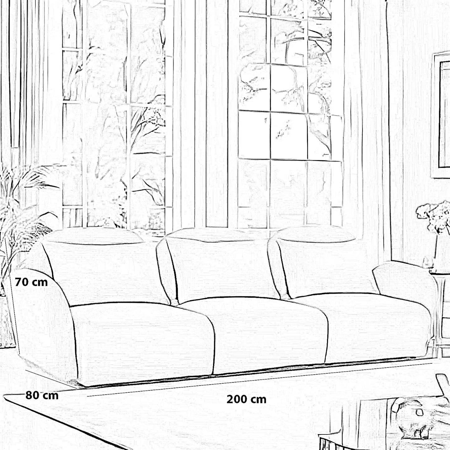 كنبة خشب طبيعي، 200*80*70 سم