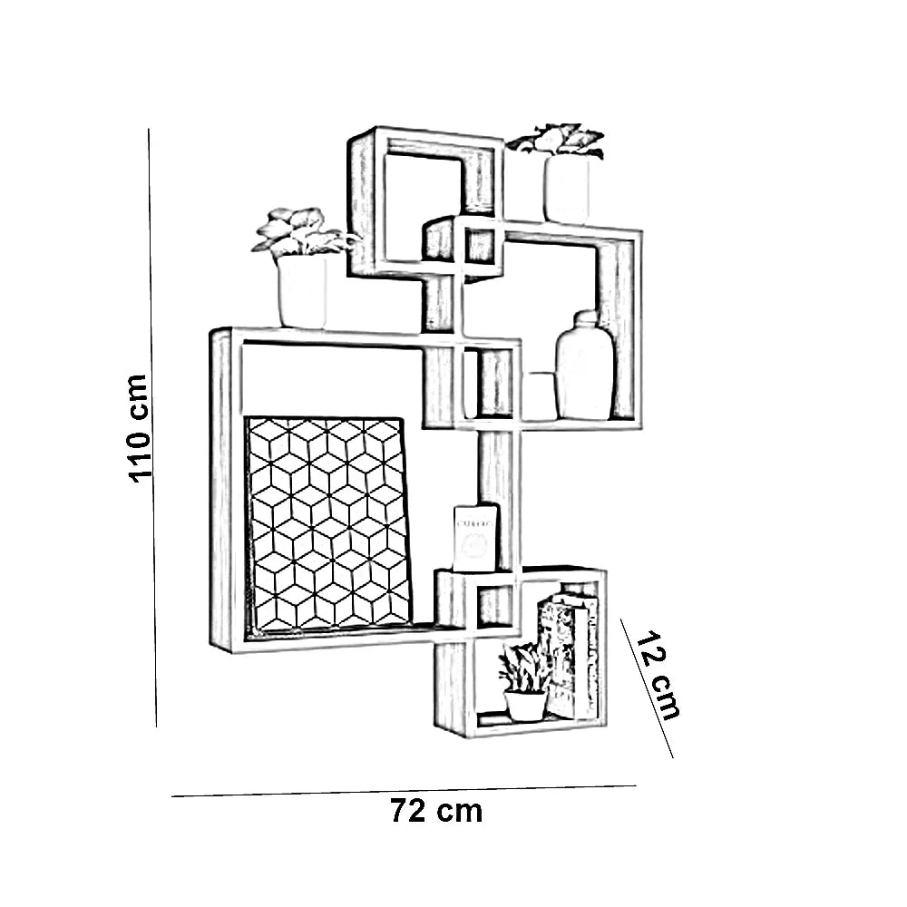 رف حائط ام دي اف، 72*12*110 سم