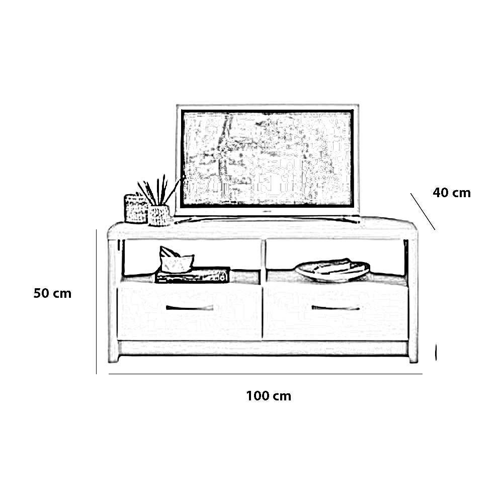 ترابيزة تليفزيون خشب ام دي اف، 100*40*50 سم