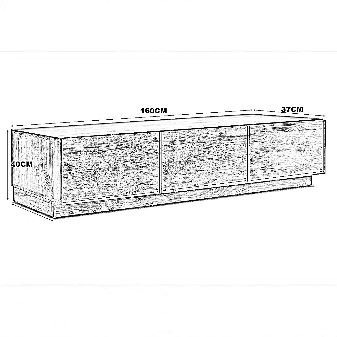 ترابيزة تليفزيون ام دي اف، 160*37*40 سم