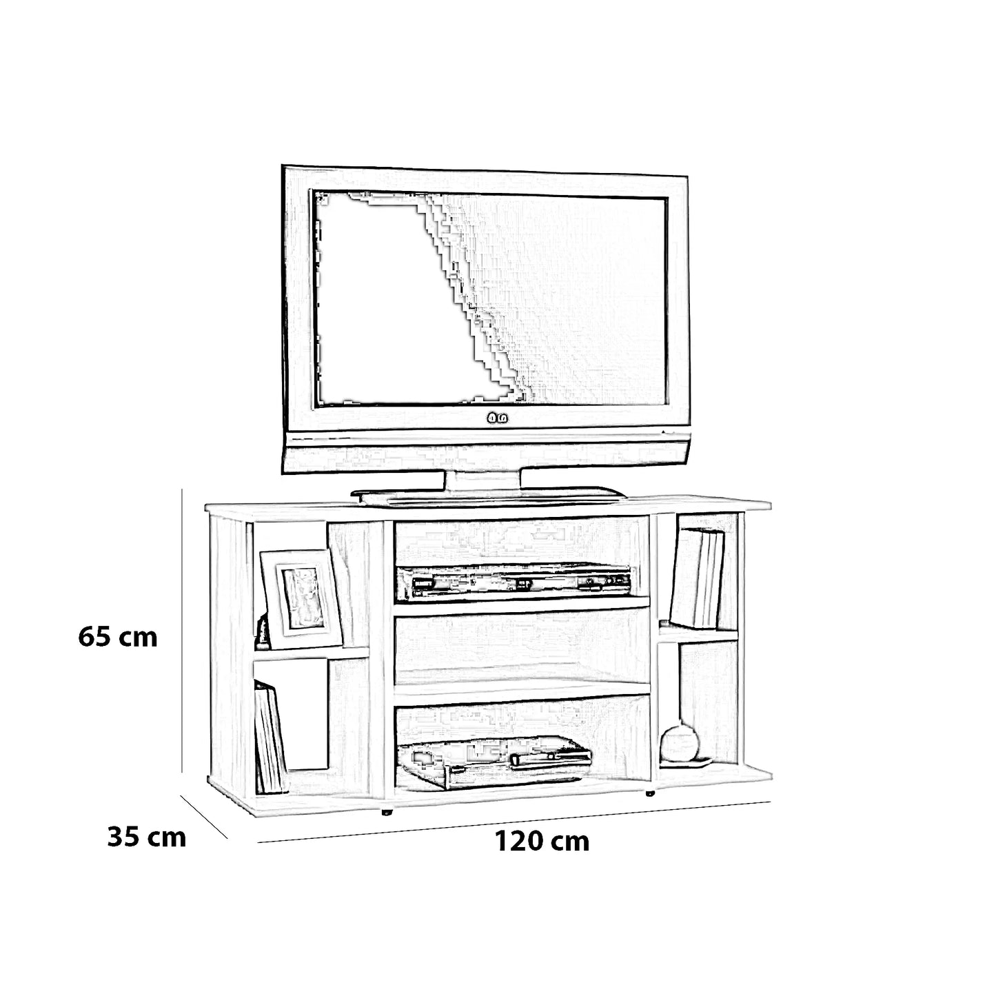 ترابيزة تليفزيون ام دي اف، 120*35*65 سم