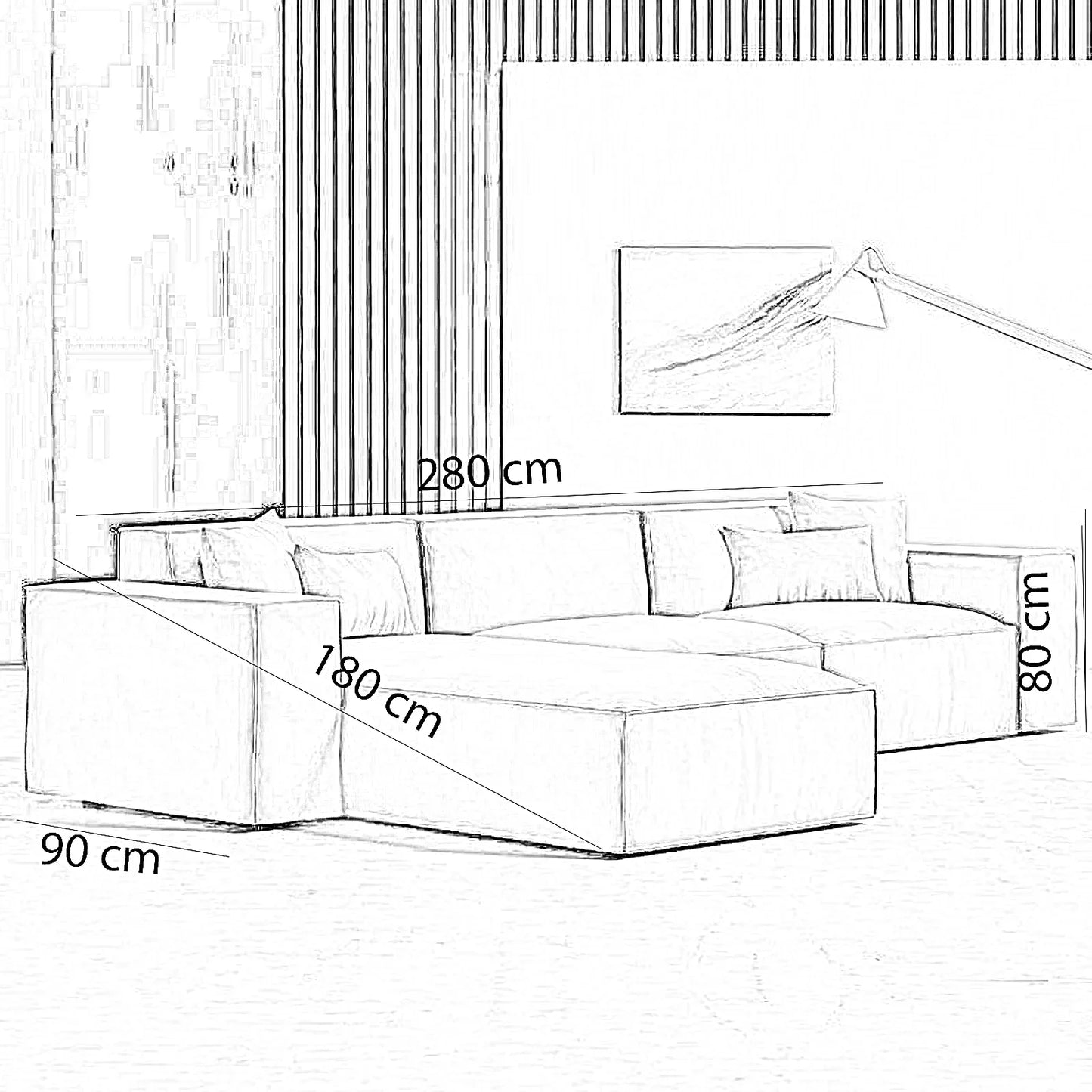 ركنة خشب زان، 280*180*80 سم