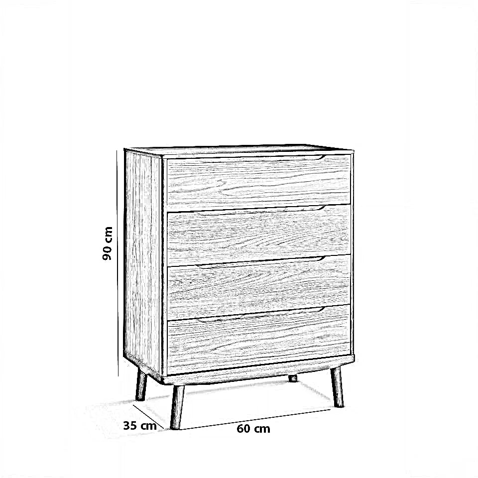 وحدة أدراج خشب كونتر وموسكي، 60*35*90 سم