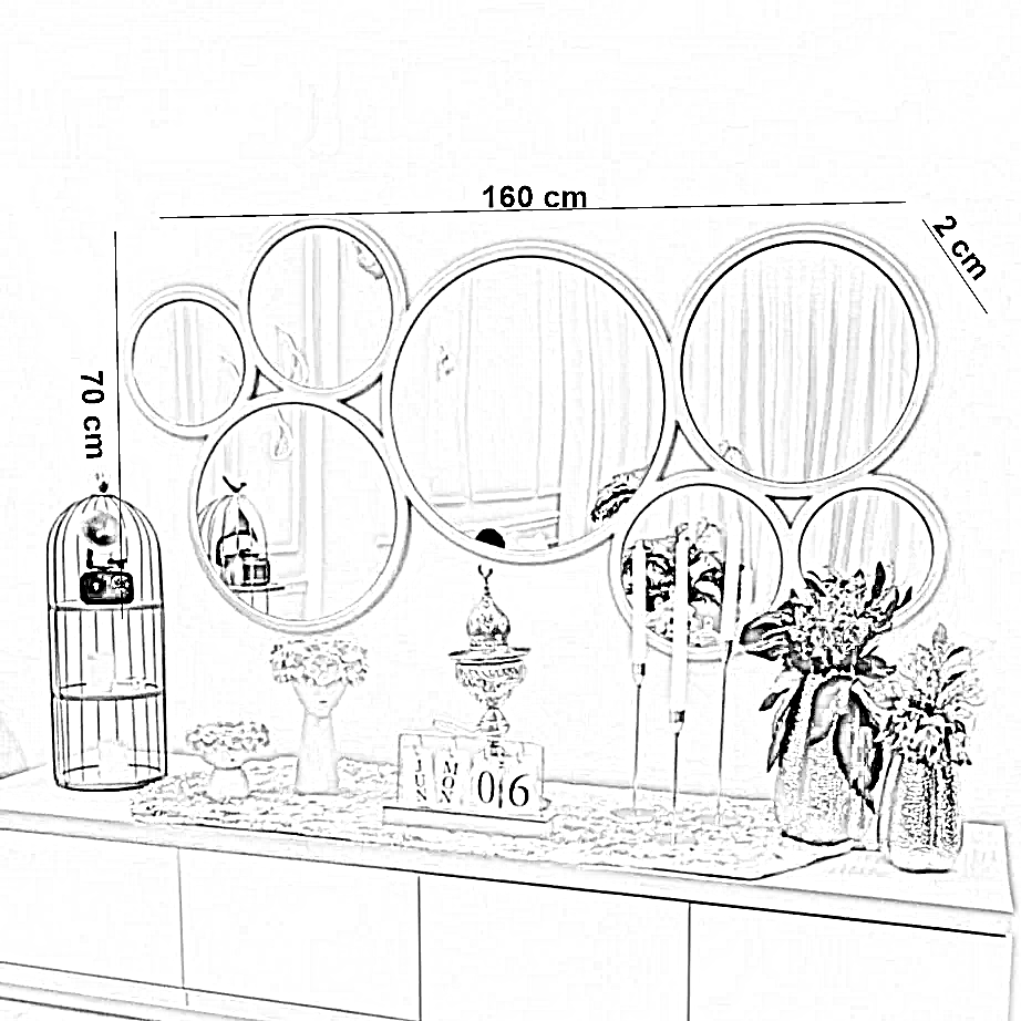 مرايا حائط بإطار خشب ام دي اف، 160*2*70 سم
