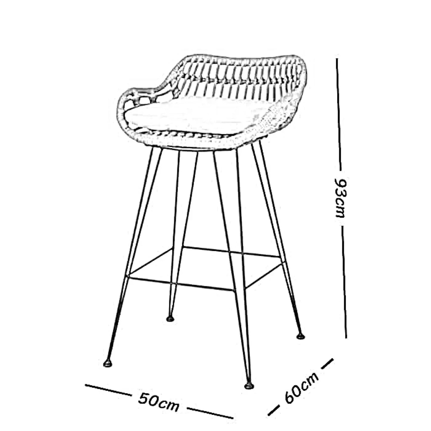 طقم كراسي راتان، قطعتين - 50*60*93 سم