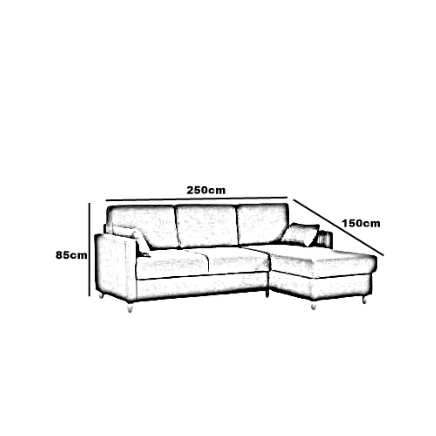 ركنة خشب زان، 250*150*85 سم