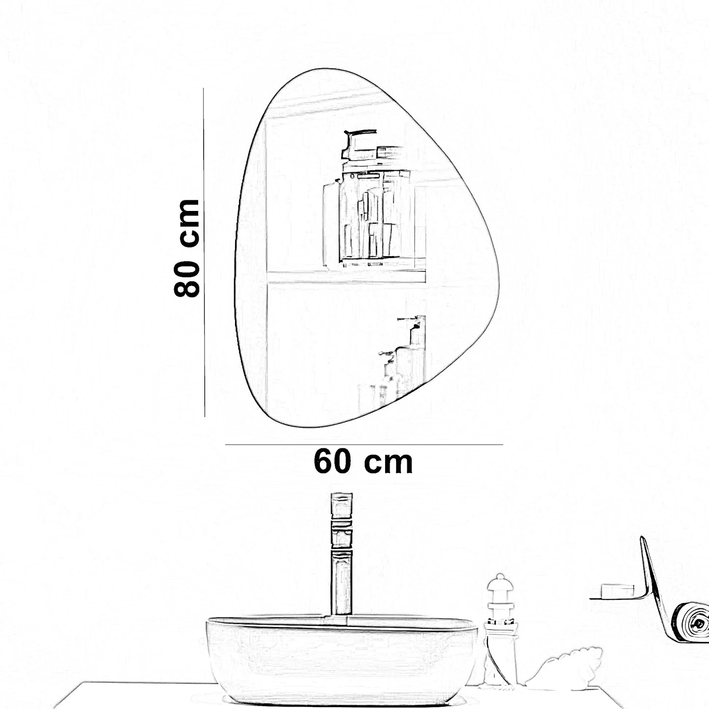 مرايا ليد جريش، 60*80 سم