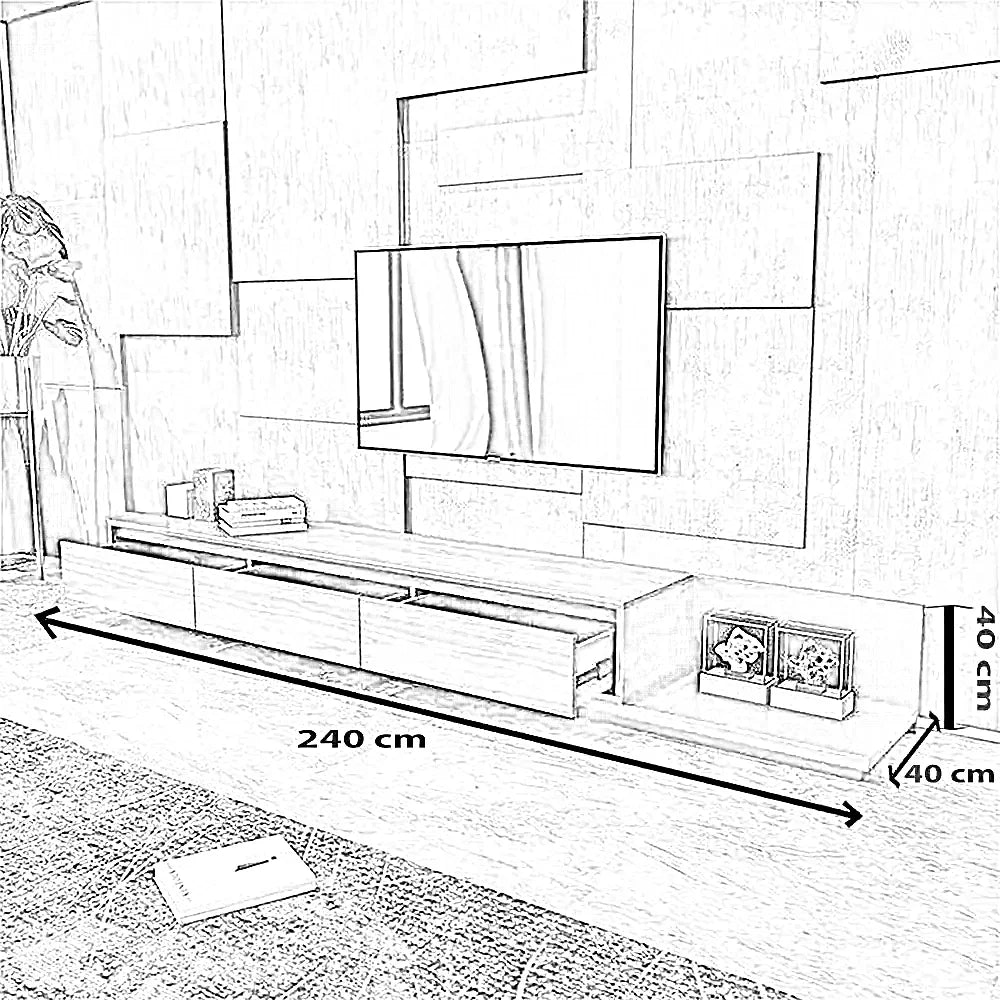 ترابيزة تليفزيون خشب ام دي اف، 240*40*40 سم