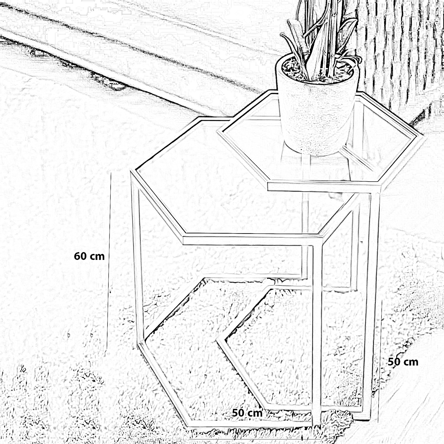 ترابيزة جانبية ستيل وزجاج، 50*50*60 سم