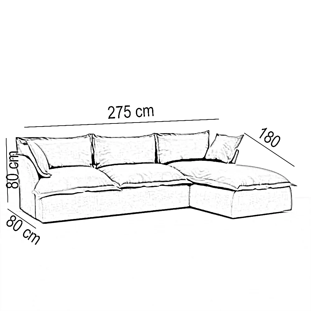 ركنة خشب زان، 275*180*80 سم