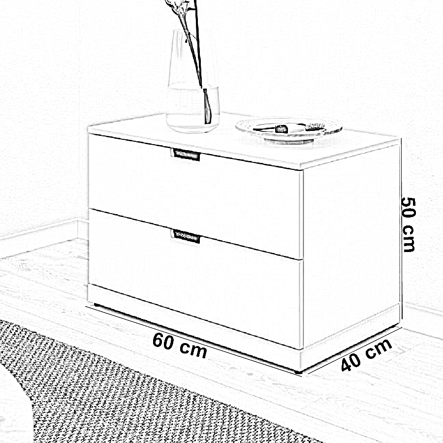 وحدة أدراج خشب ام دي اف، 60*40*50 سم