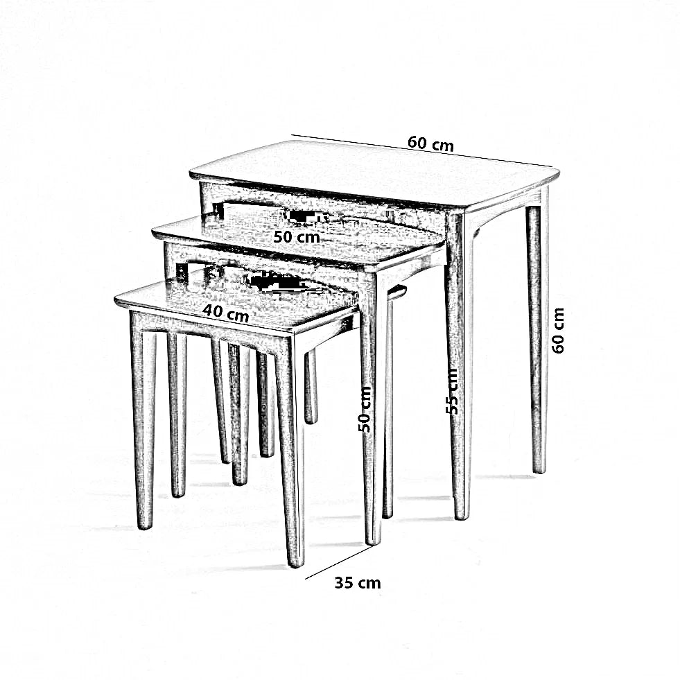 طقم ترابيزات جانبية خشب كونتر وموسكي، 3 قطع