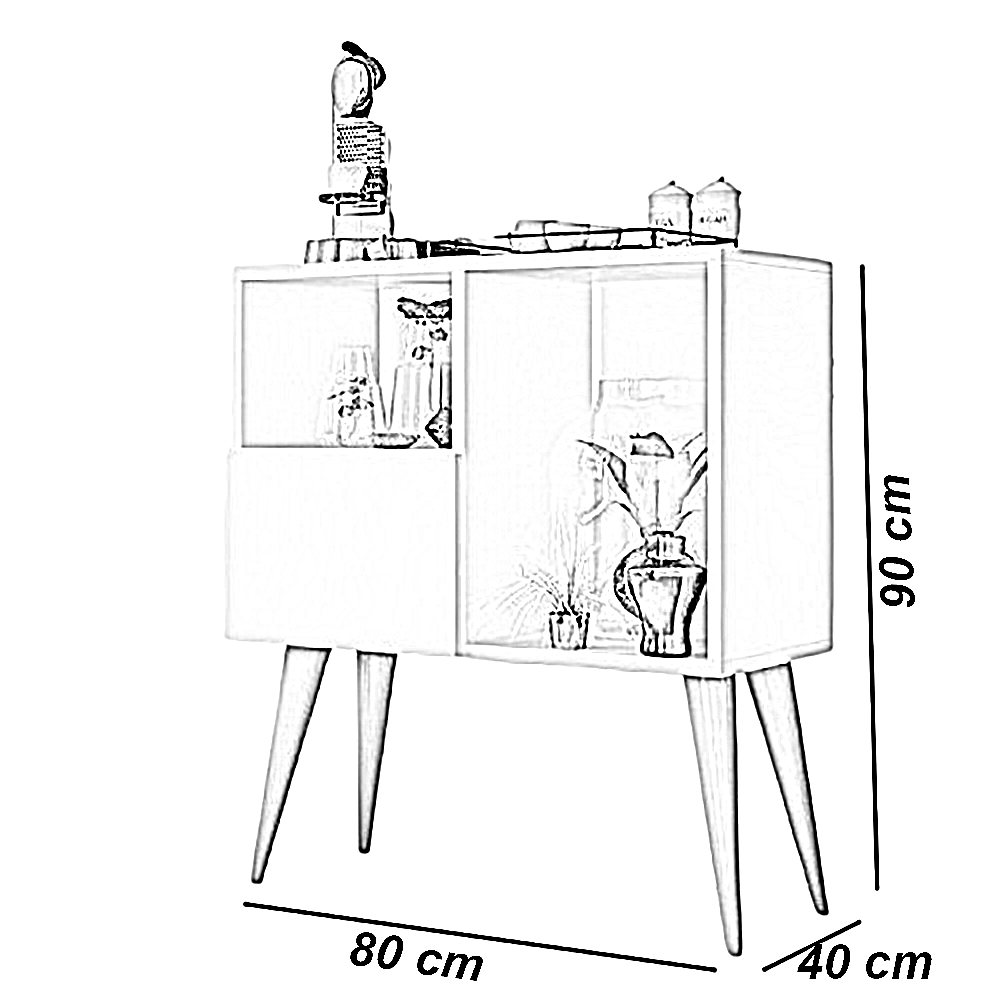 كوفي كورنر خشب ام دي اف، 80*40*90 سم