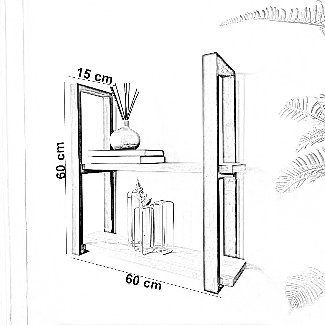 وحدة أرفف خشب موسكي، 60*15*60 سم