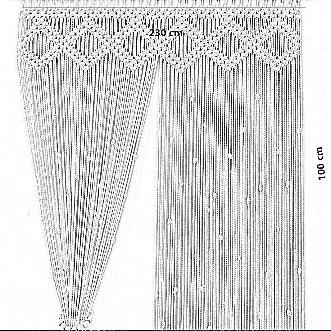 ستارة مكرمية قطن وخشب طبيعي، 230*100 سم