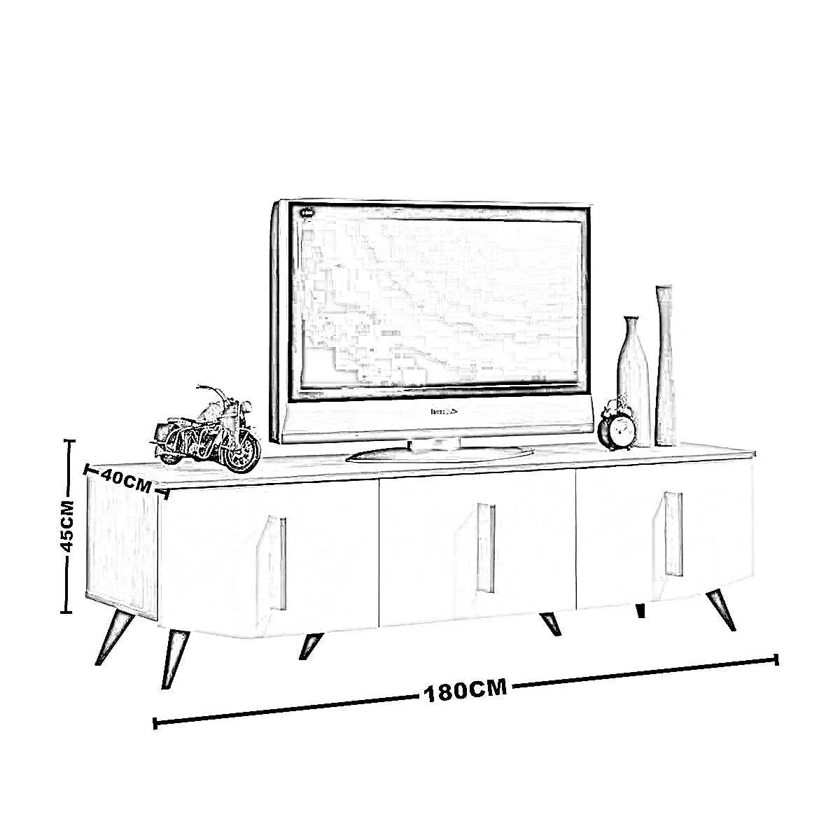 ترابيزة تليفزيون ام دي اف، 180*40*45 سم