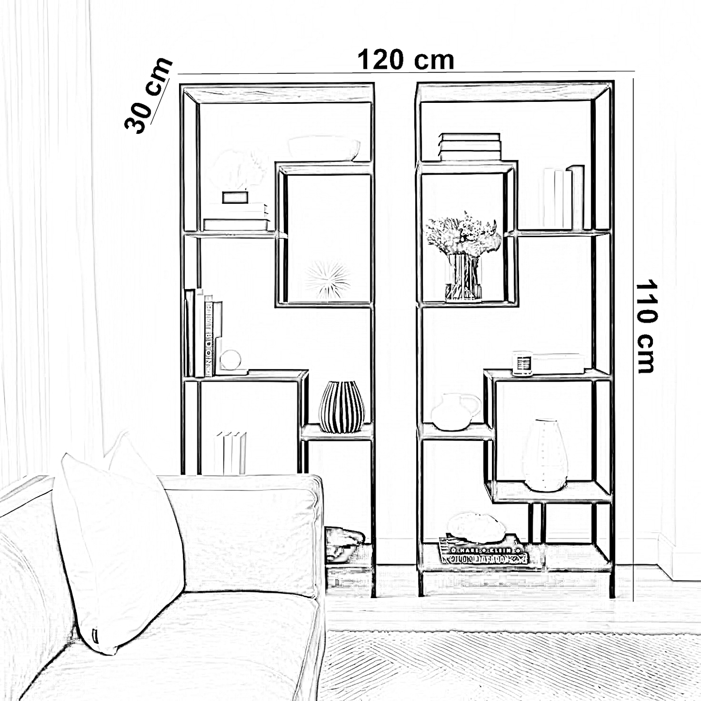 وحدة أرفف خشب ام دي اف، 160*30*200 سم - قطعتين